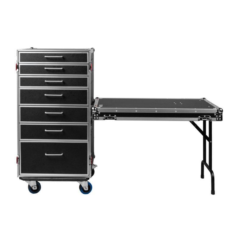 Gator GTOUR-WORKST7 ATA Style Heavy Duty Case with 7 Drawers and Fold-Out Table