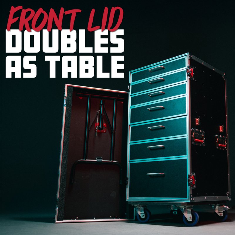 Gator GTOUR-WORKST7 ATA Style Heavy Duty Case with 7 Drawers and Fold-Out Table 