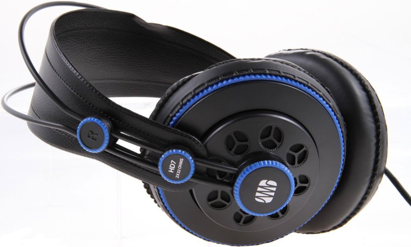 PreSonus semi-closed professional on-ear monitoring headphones with padded ear cups and adjustable headband for studio use.