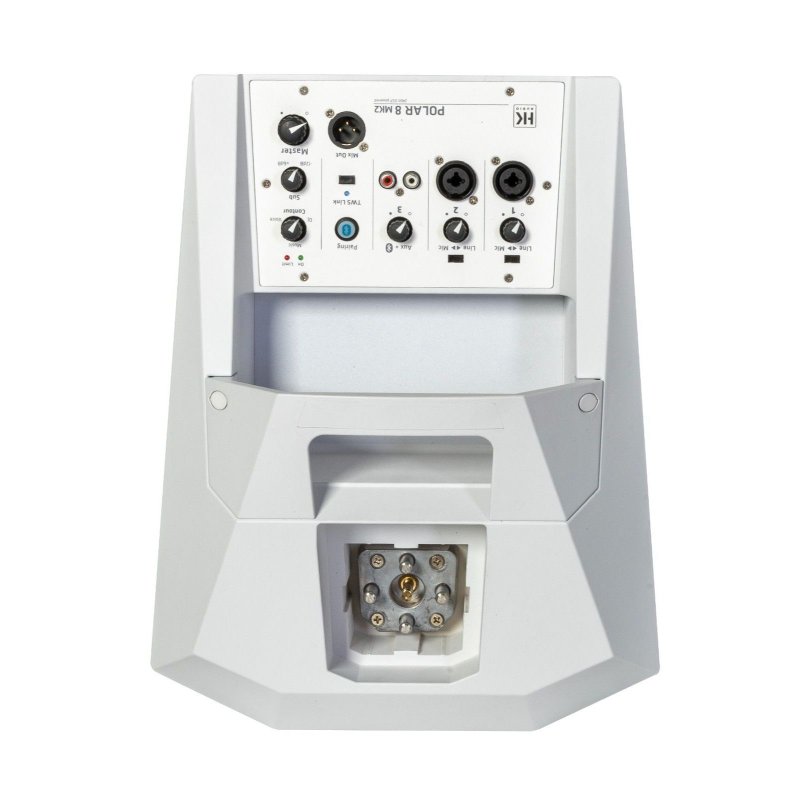 HK Audio HK-POLAR-8-MKII-WHT Compact 2,000W Column PA System with 8" Subwoofer, Bluetooth 5, TWS Stereo & 3-Channel Mixer (White) 