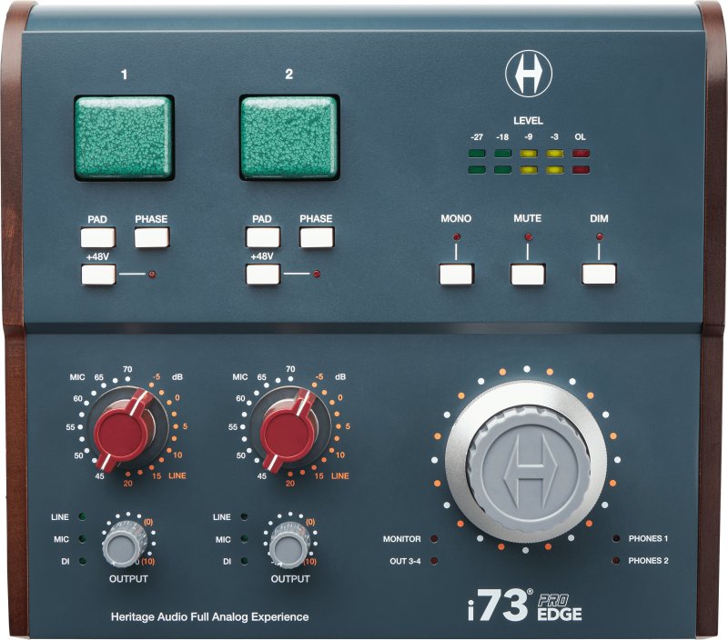 Heritage Audio I73PRO-EDGE 12-In/16-Out USB-C Audio Interface with 2 Vintage-style Preamps
