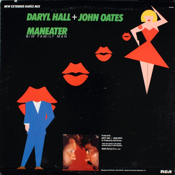 Daryl Hall & John Oates - Family Man / Maneater, 12" vinyl, on RCA (1982) (image 2)