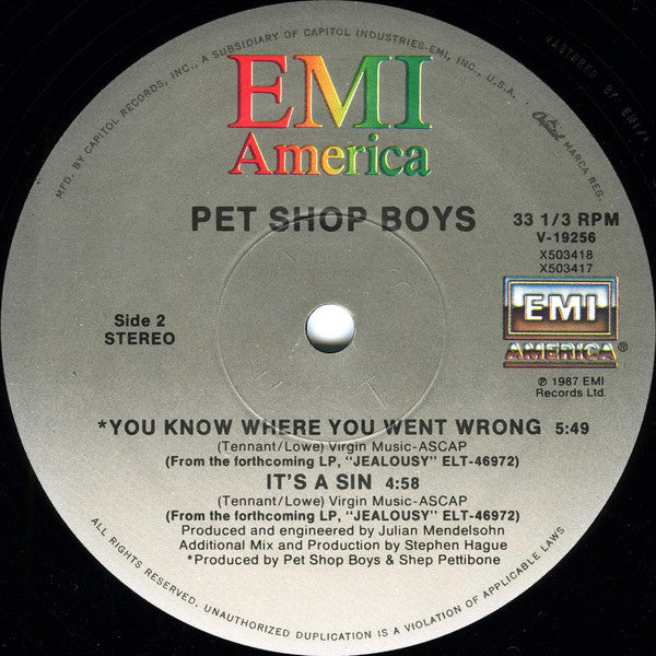 It's A Sin Pet Shop Boys