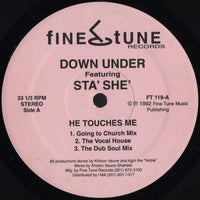 Close-up of the "He Touches Me" product by Rectangle Triangle, featuring sleek packaging and modern design.
