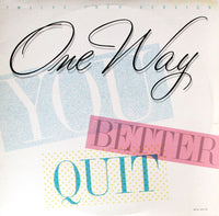 Rectangle Triangle You Better Quit enamel pin featuring bold design on a black background