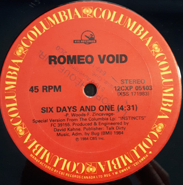 A Girl In Trouble (Is A Temporary Thing) Romeo Void