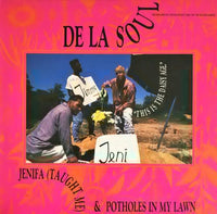 Rectangle Triangle Jenifa (Taught Me) Potholes In My Lawn vinyl record with album cover art featuring vibrant colors and abstract design.