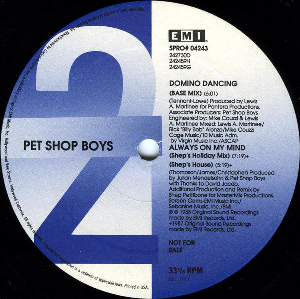 Club Mixes From The Pet Shop Boys Introspective Album Pet Shop Boys