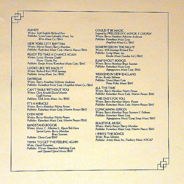 Greatest Hits Barry Manilow