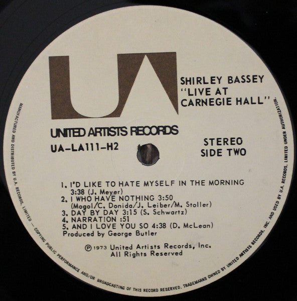 Live At Carnegie Hall Shirley Bassey