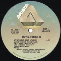 Aretha Franklin - Get It Right 2, 12" vinyl, on Arista (1983)