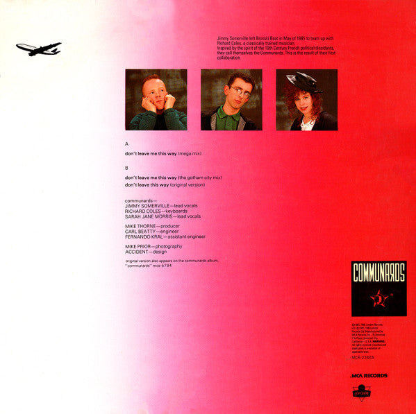 Don't Leave Me This Way The Communards,Sarah Jane Morris