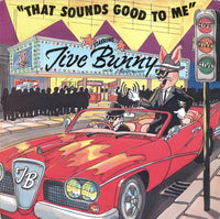 Close-up of a printed fabric with the phrase "That Sounds Good To Me" by Rectangle Triangle, showcasing vibrant colors and clear lettering.