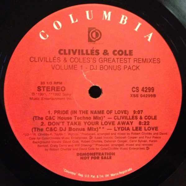 Clivillés & Cole's Greatest Remixes (Volume 1 - DJ Bonus Pack) Clivillés & Cole