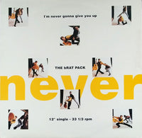 Rectangle Triangle "I'm Never Gonna Give You Up 2" graphic T-shirt featuring bold text on a black fabric background.