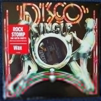 Rectangle Triangle Rock Stomp (We Gotta Party) and Wax Attack vinyl records with colorful album covers and record labels.
