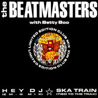 Rectangle Triangle Hey DJ I Can't Dance To That Music You're Playing Ska Train album cover with colorful cartoon train illustration.