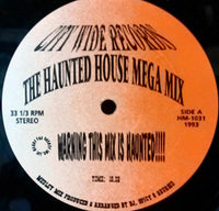 Rectangle Triangle Haunted House Mega Mix album cover featuring spooky house and rock-themed artwork, vibrant colors and eerie design.