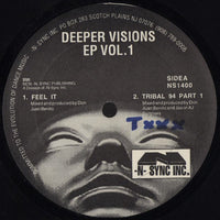 Rectangle Triangle Deeper Visions EP Vol. 1 2 album cover art featuring abstract geometric shapes and vibrant colors.