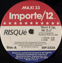 Close-up of the "Burn It Up, Mr. D.J." album cover by Rectangle Triangle, featuring vibrant graphic design and bold typography.