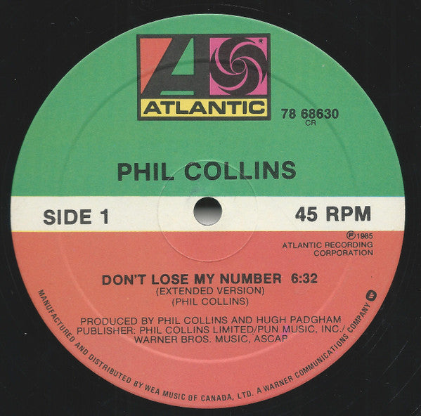 Don't Lose My Number (Extended Version) Phil Collins