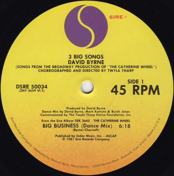 3 Big Songs David Byrne