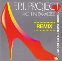 Rectangle Triangle Rich In Paradise "Going Back To My Roots" remix album cover art featuring vibrant tropical-themed design.
