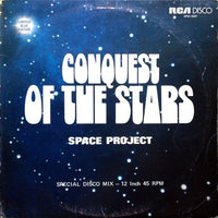 Cover art for "Conquest Of The Stars" comic by Rectangle Triangle, featuring vibrant space-themed illustrations.