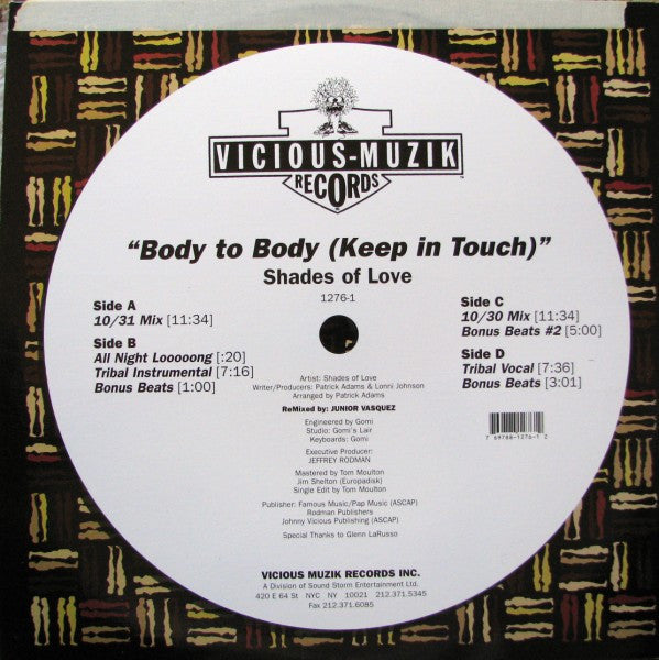 Body To Body (Keep In Touch) (The Junior Vasquez Remixes) Shades Of Love