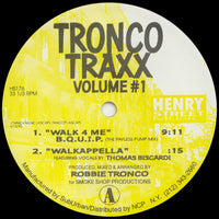 Rectangle Triangle Tronco Traxx Volume #1 album cover with abstract geometric shapes and vibrant colors.
