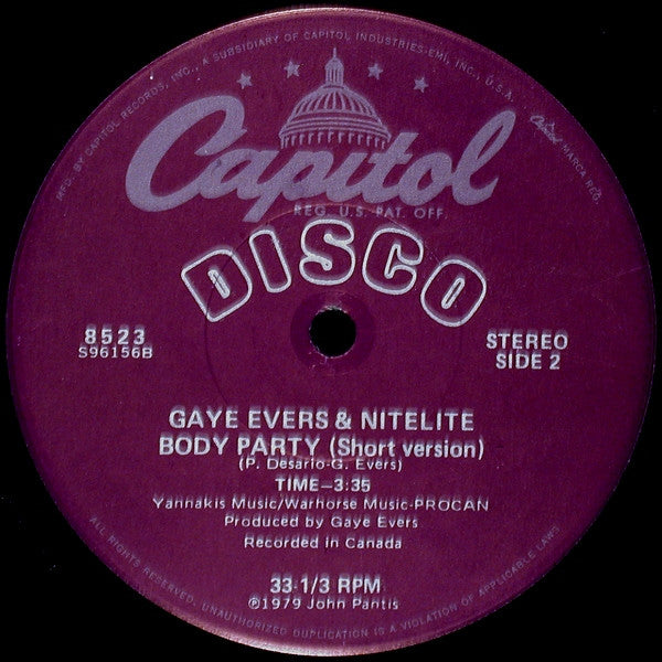 Body Party Gaye Evers,Nitelite