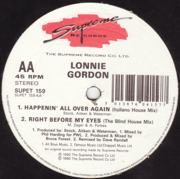 Happenin' All Over Again Lonnie Gordon