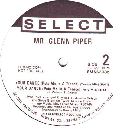 Ta danse (me met en transe) Monsieur Glenn Piper