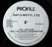 Rap-O-Matic, Ltd. - Lies, Lies, 12" vinyl, on Profile Records (1986)