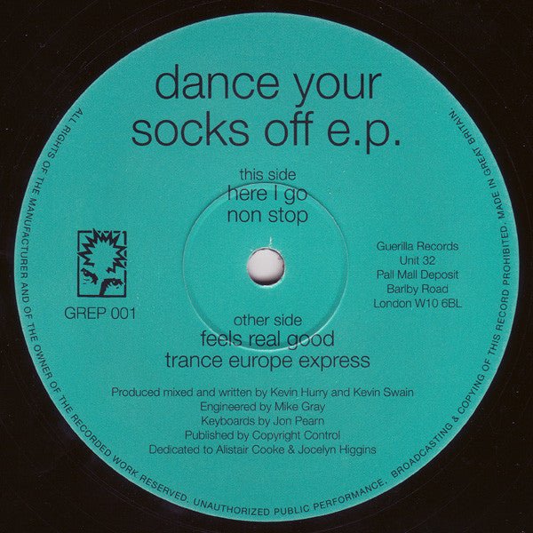 Rectangle Triangle's "Dance Your Socks Off" E.P. album cover with colorful abstract artwork and bold typography.