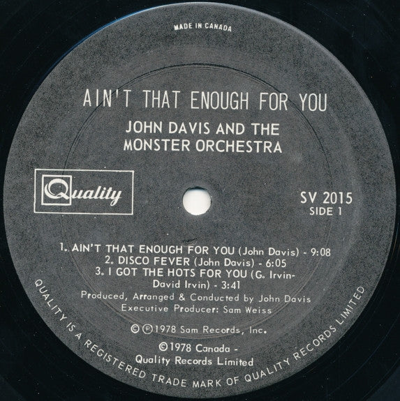 Ain't That Enough For You John Davis & The Monster Orchestra