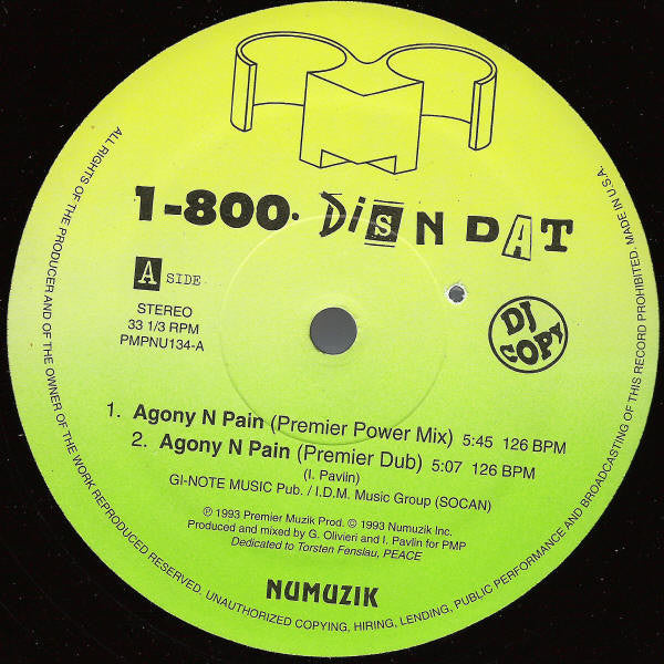 Agony & Pain 1-800-Dis-N-Dat