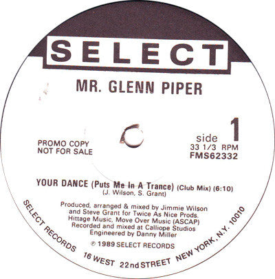Ta danse (me met en transe) Monsieur Glenn Piper