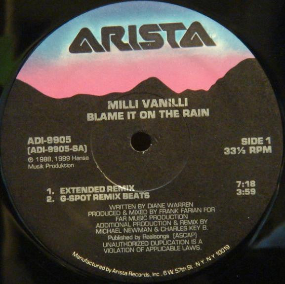 Blame It On The Rain Milli Vanilli