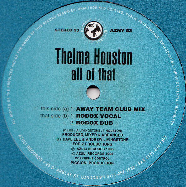 All Of That (Original Mixes) Thelma Houston