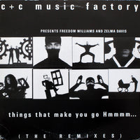 Rectangle Triangle's "Things That Make You Go Hmmmm... (The Remixes)" album cover art featuring abstract geometric shapes and bold typography.