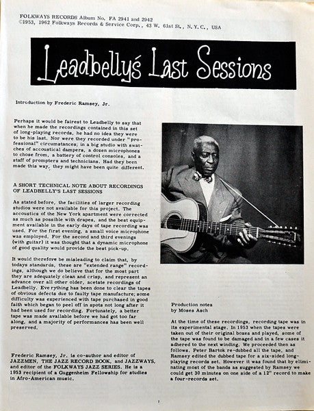 Leadbelly's Last Sessions Part One Leadbelly