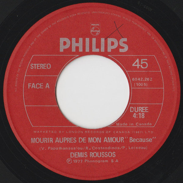 Mourir Aupres De Mon Amour (Because) Demis Roussos