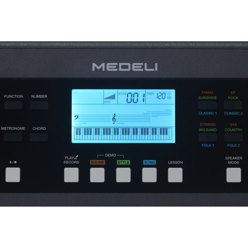 Medeli MK61-BK Nebula Series 61-Key Touch Sensitive Keyboard with USB Midi and Audio, Black