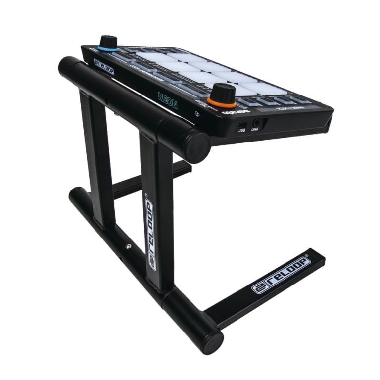 Reloop Modular Stand for Neon Performance Pad Controller, a sturdy flight case with foam padding for DJ equipment transport.