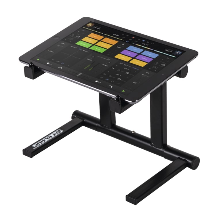 Reloop Modular Stand for Neon Performance Pad Controller, a sturdy flight case with adjustable support for DJ equipment.