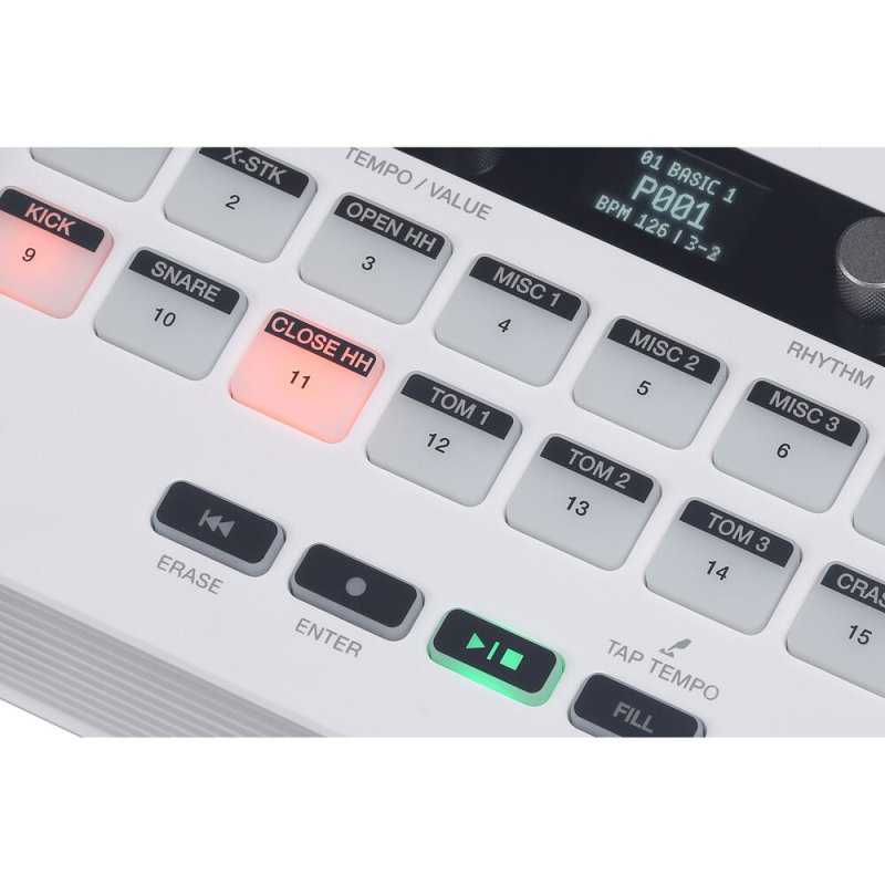 Medeli MR101S-WH Portable 16-Pad Portable Rhythm Machine with USB MIDI and Audio, White 