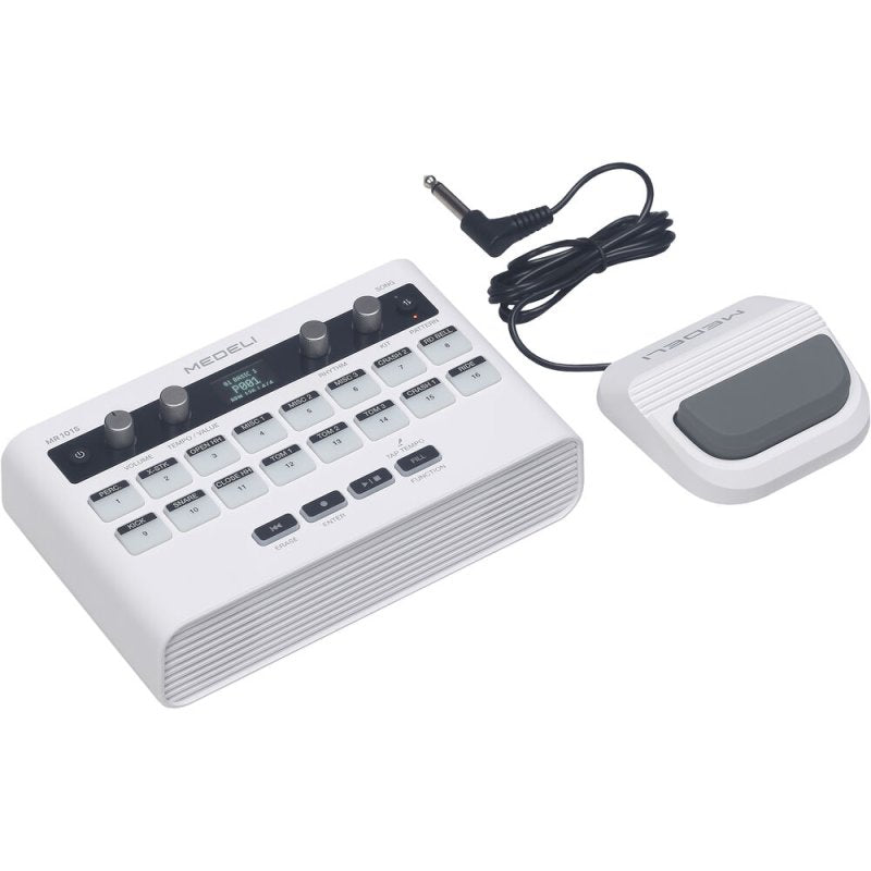 Medeli MR101S-WH Portable 16-Pad Portable Rhythm Machine with USB MIDI and Audio, White