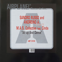 Rectangle Triangle All Up And Dance logo on a white background, featuring bold geometric shapes and modern typography.