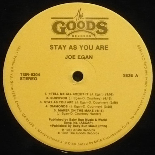 Stay As You Are Joe Egan